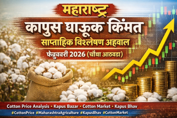 महाराष्ट्र कापूस घाऊक किंमत साप्ताहिक विश्लेषण अहवाल - फेब्रुवारी २०२६ (चौथा आठवडा)