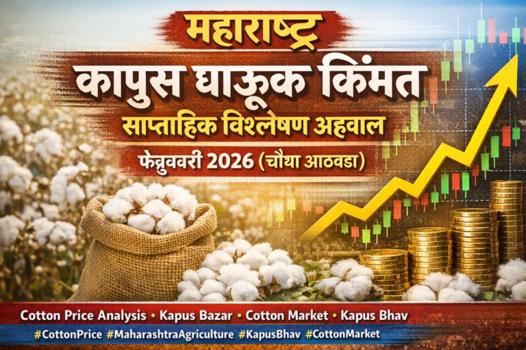 महाराष्ट्र कापूस घाऊक किंमत साप्ताहिक विश्लेषण अहवाल - फेब्रुवारी २०२६ (चौथा आठवडा)